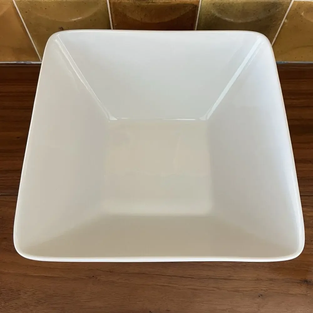 World Market Square White Porcelain Serving Bowl 9
